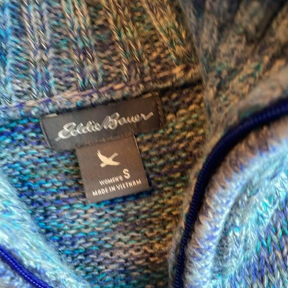 EDDIE BAUER Full-Zip Ombre Purple Blue Collar Sweater Size S - Picture 2 of 4
